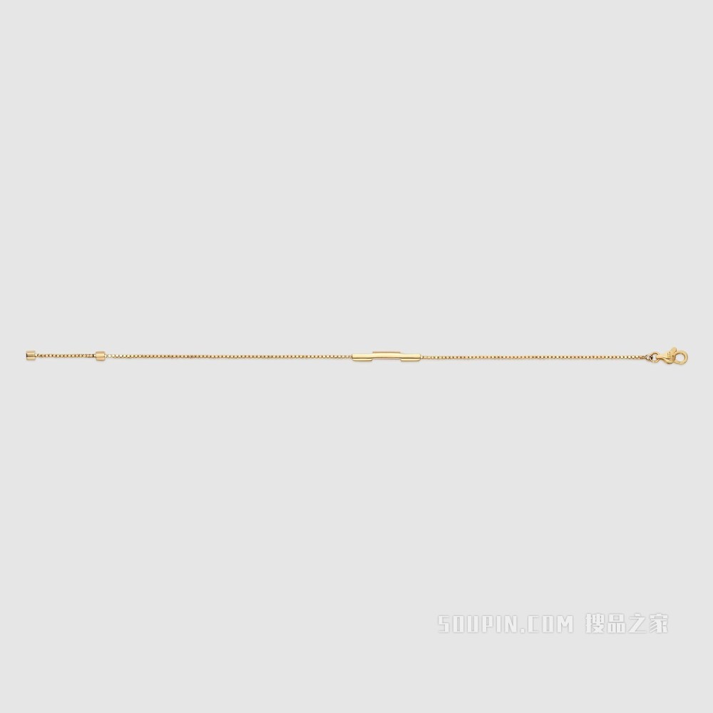 Gucci Link to Love系列“Gucci”长条吊坠手镯 18K黄金