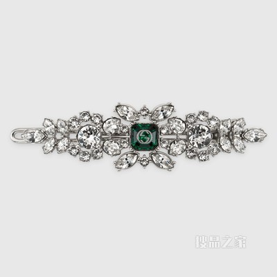 水晶互扣式双G发夹 钯金色调金属