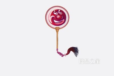 DIOR AND KENNY SCHARF 扇子 异国风情斑马木和桑蚕丝欧根纱刺绣搭配粉色玻璃珠饰与流苏