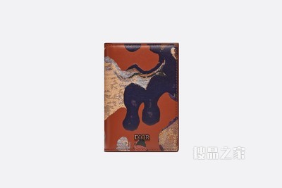 DIOR AND PETER DOIG 双折卡夹 干邑色光滑牛皮革迷彩图案