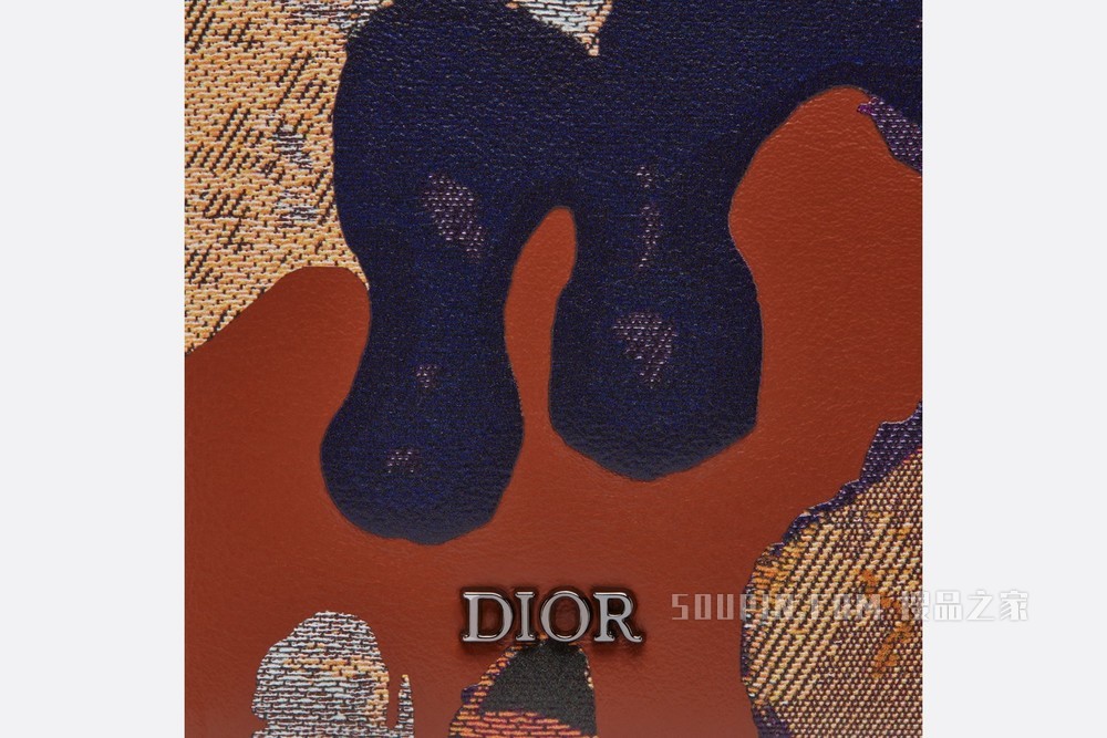 DIOR AND PETER DOIG 双折卡夹 干邑色光滑牛皮革迷彩图案