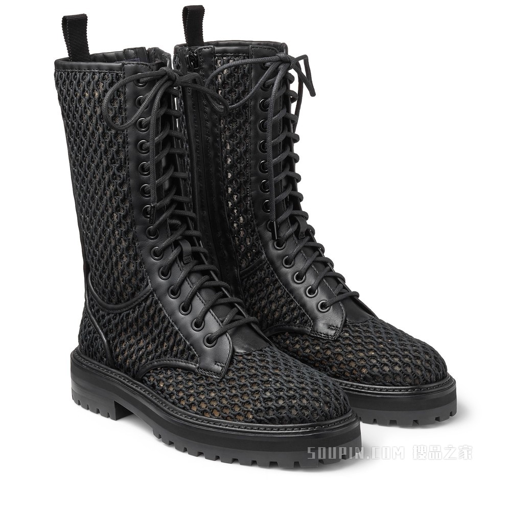 CORA FLAT TALL 中筒黑色鞋绳军靴