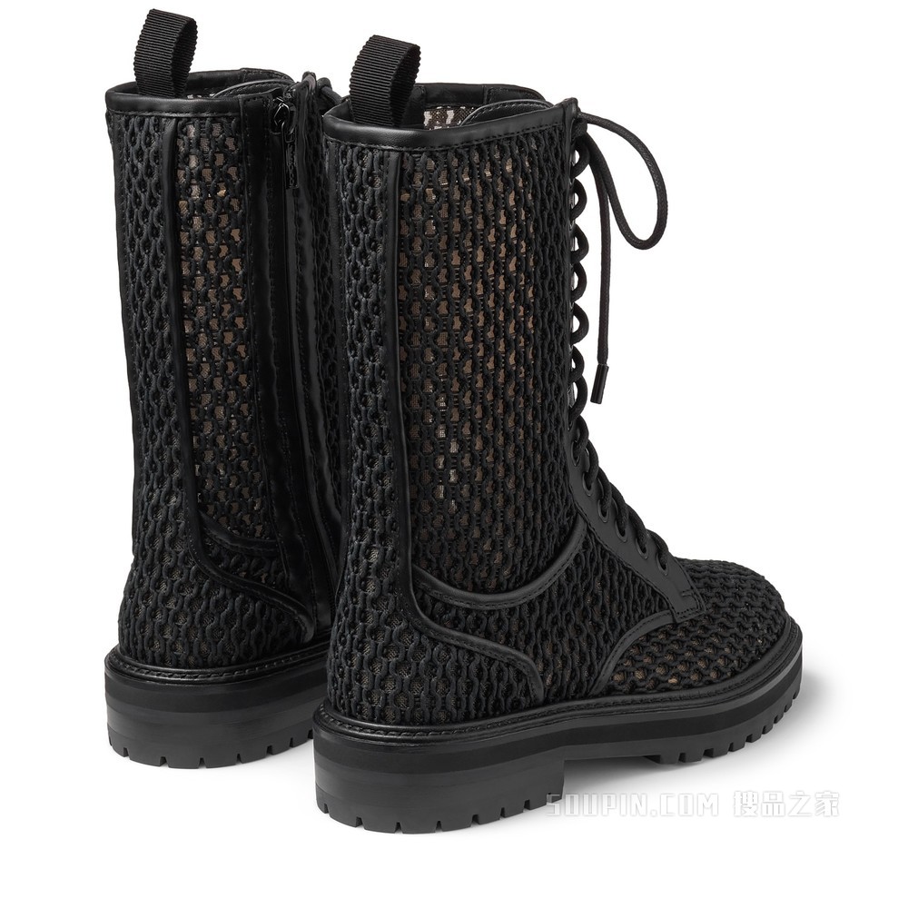 CORA FLAT TALL 中筒黑色鞋绳军靴