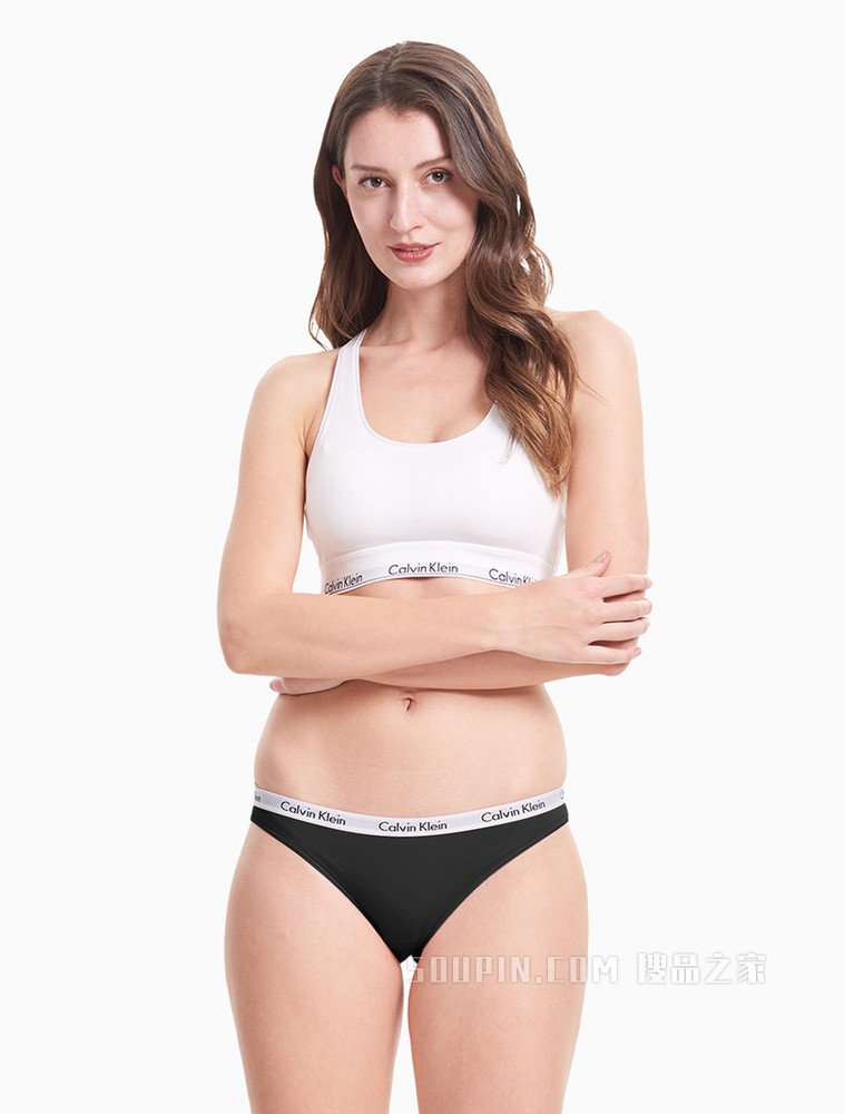 Calvin Klein 女士三条装棉质时尚循环LOGO腰边比基尼三角内裤QD3588