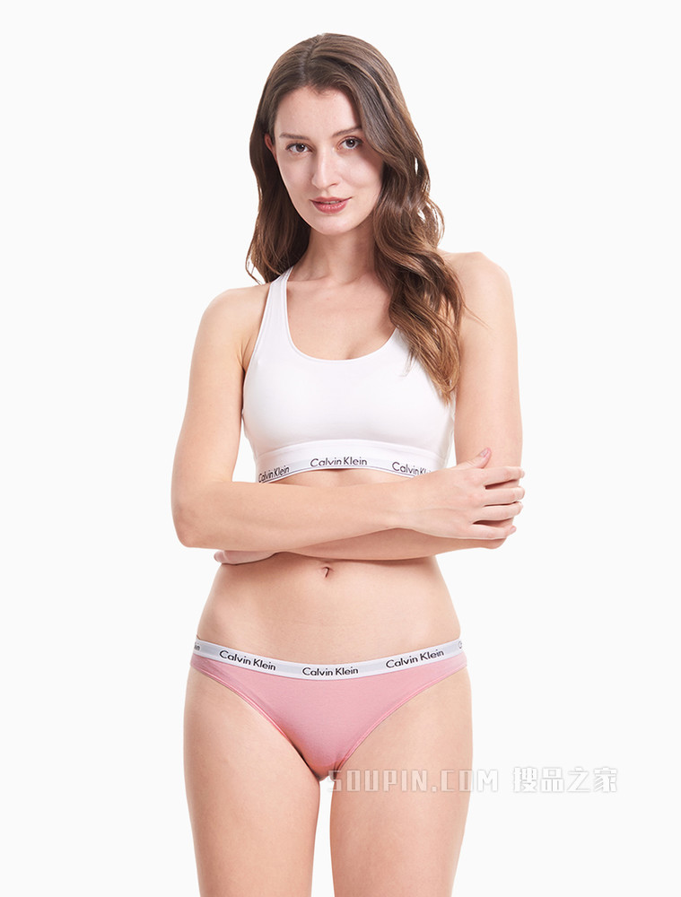 Calvin Klein 女士三条装棉质时尚循环LOGO腰边比基尼三角内裤QD3588