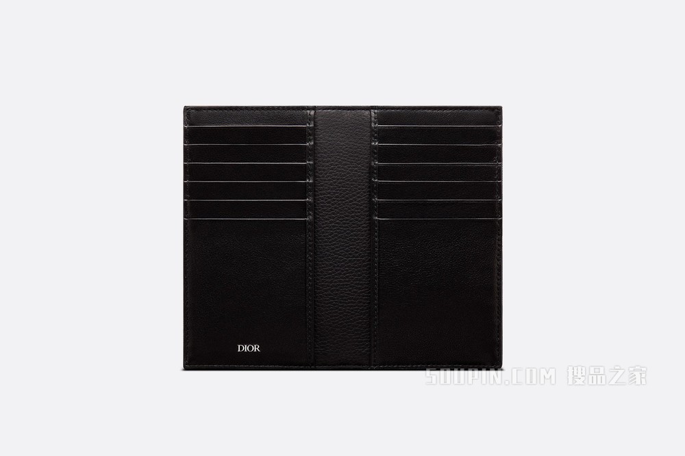 长款双折卡夹 黑色提花面料 Oblique 印花