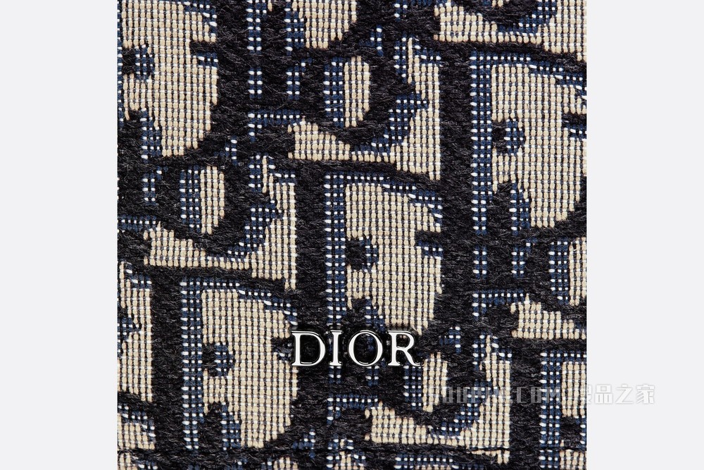 长款双折卡夹 米色和黑色提花面料 Oblique 印花