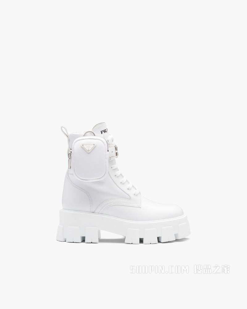 Monolith 亮面皮革和尼龙中筒靴