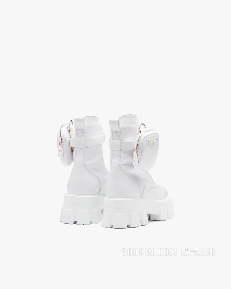 Monolith 亮面皮革和尼龙中筒靴
