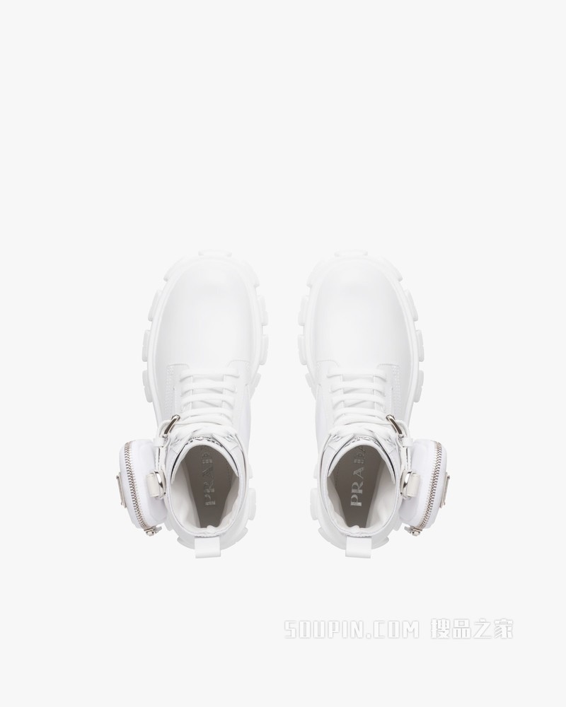 Monolith 亮面皮革和尼龙中筒靴