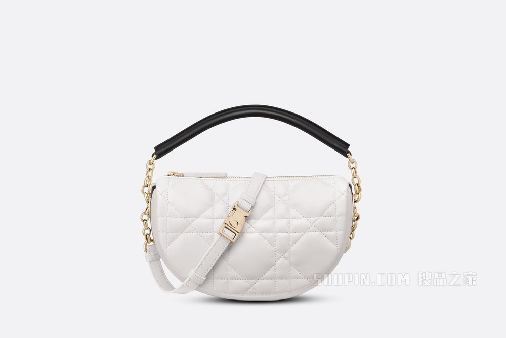 小号 Dior Vibe 单肩包 白色羊皮革藤格纹