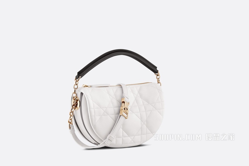 小号 Dior Vibe 单肩包 白色羊皮革藤格纹