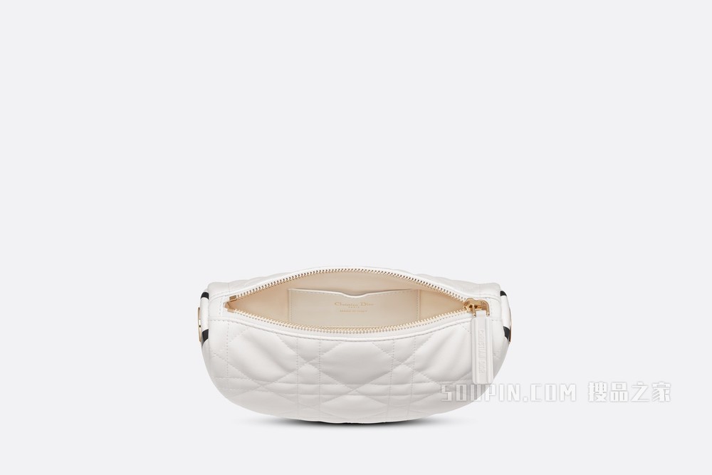 小号 Dior Vibe 单肩包 白色羊皮革藤格纹