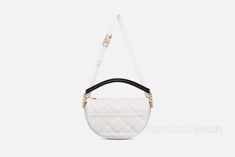 小号 Dior Vibe 单肩包 白色羊皮革藤格纹