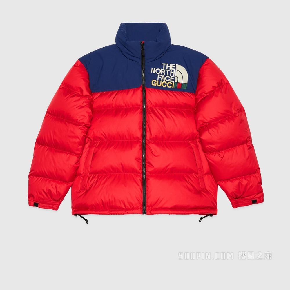 The North Face x Gucci联名系列羽绒夹克 红色和蓝色