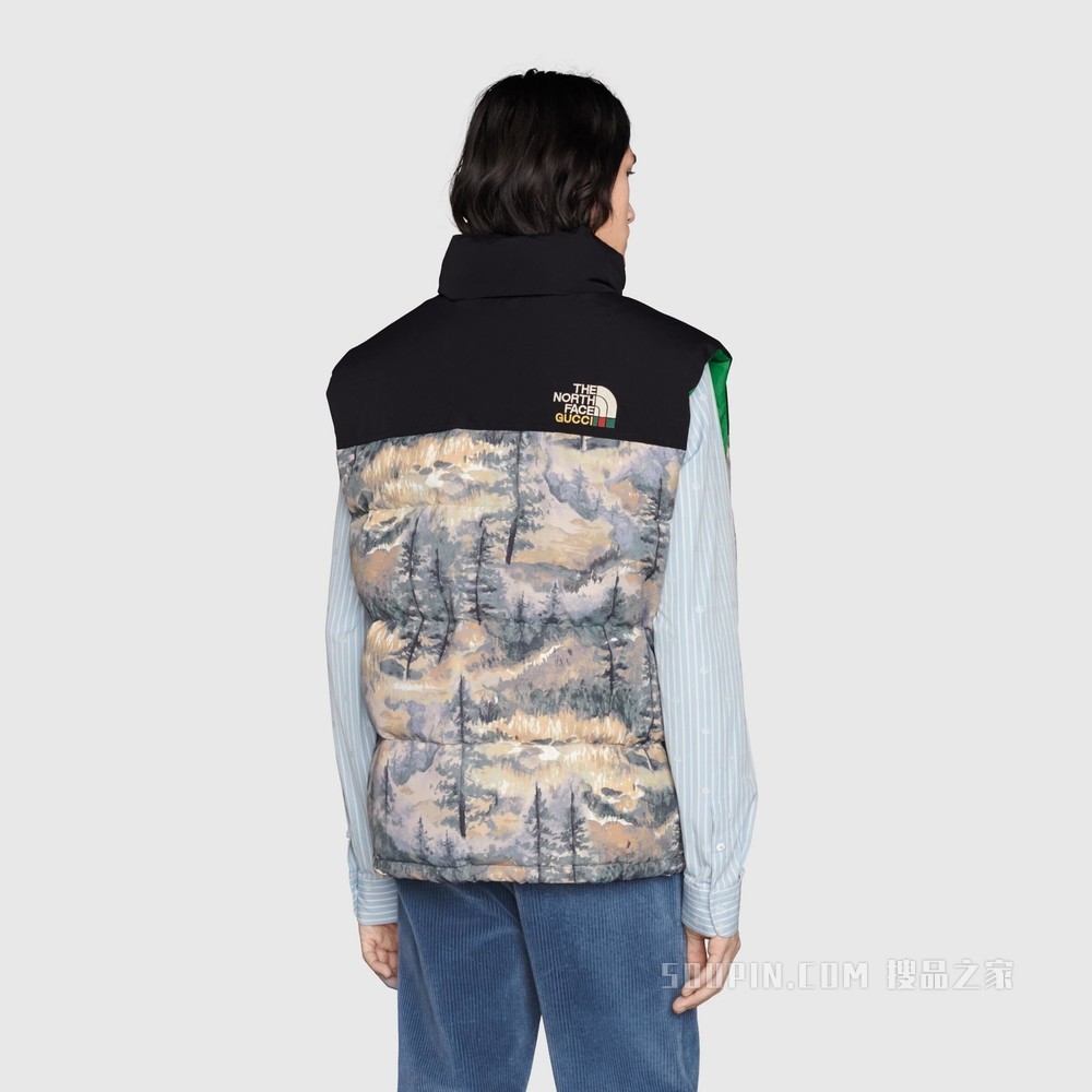 The North Face x Gucci联名系列羽绒马甲 森林印花