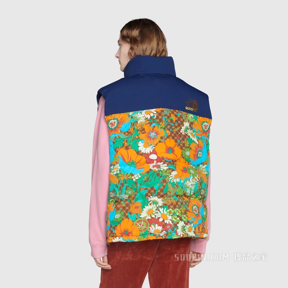 The North Face x Gucci联名系列马甲 花卉印花