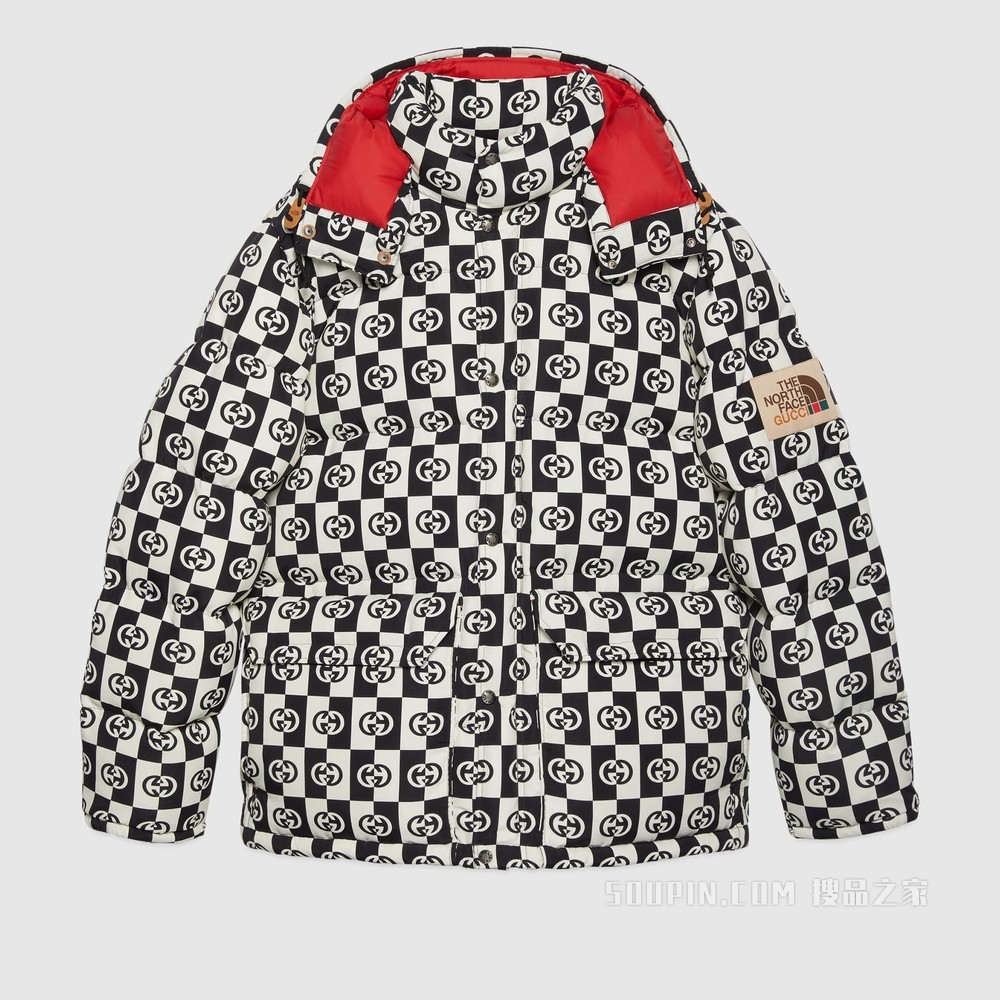 The North Face x Gucci联名系列羽绒夹克 象牙白色和黑色