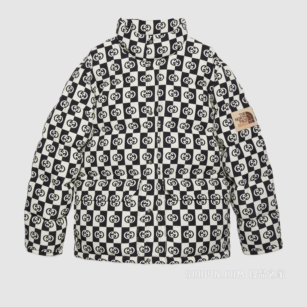 The North Face x Gucci联名系列羽绒夹克 象牙白色和黑色