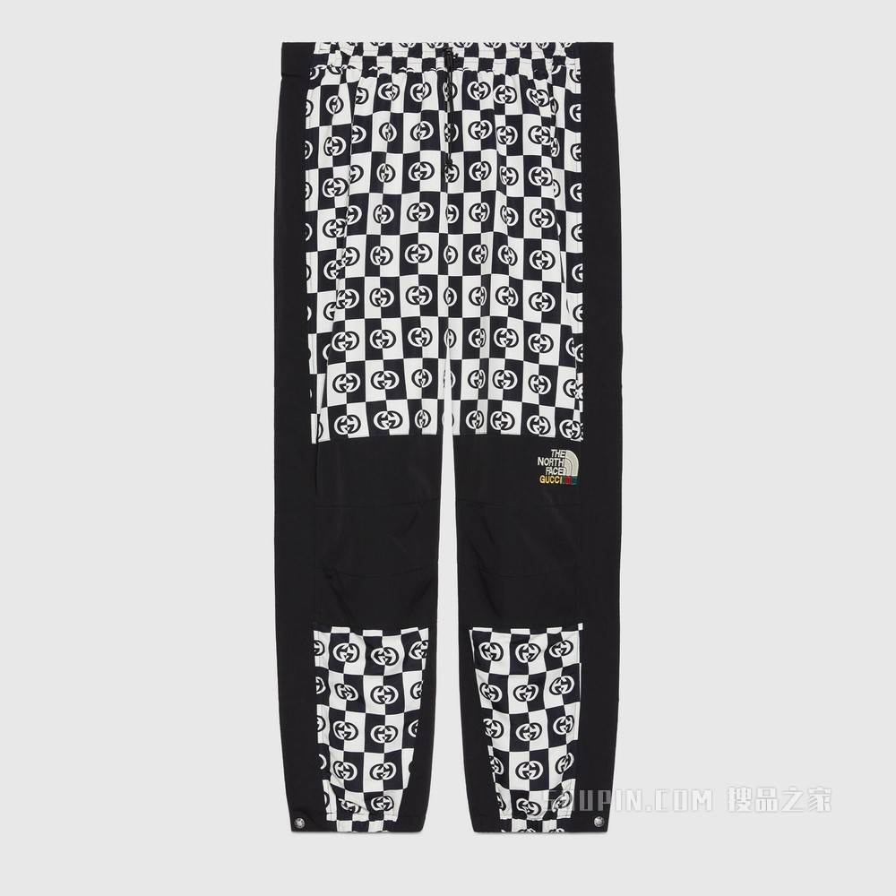 The North Face x Gucci联名系列长裤 象牙白色和黑色