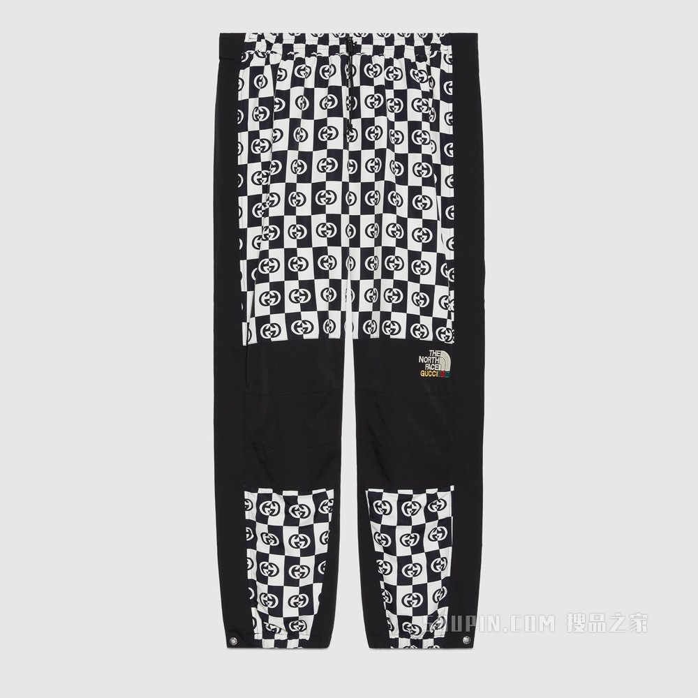 The North Face x Gucci联名系列长裤 象牙白色和黑色