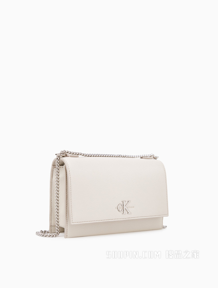 【新年礼物】Calvin Klein 女包 金属扣翻盖荔枝纹斜挎单肩包 DH2806