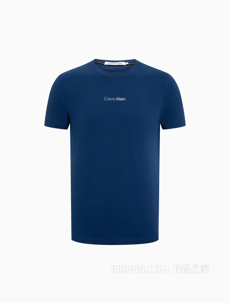 Calvin Klein 男士休闲圆领胶质LOGO舒适打底短袖T恤J319782