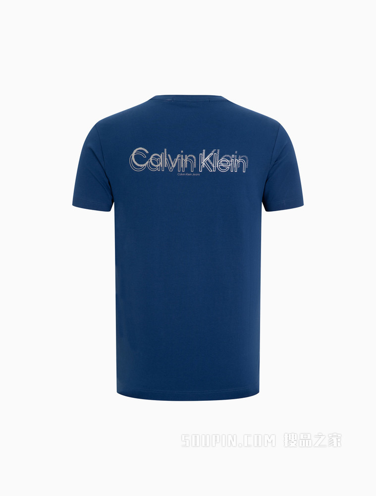 Calvin Klein 男士休闲圆领胶质LOGO舒适打底短袖T恤J319782