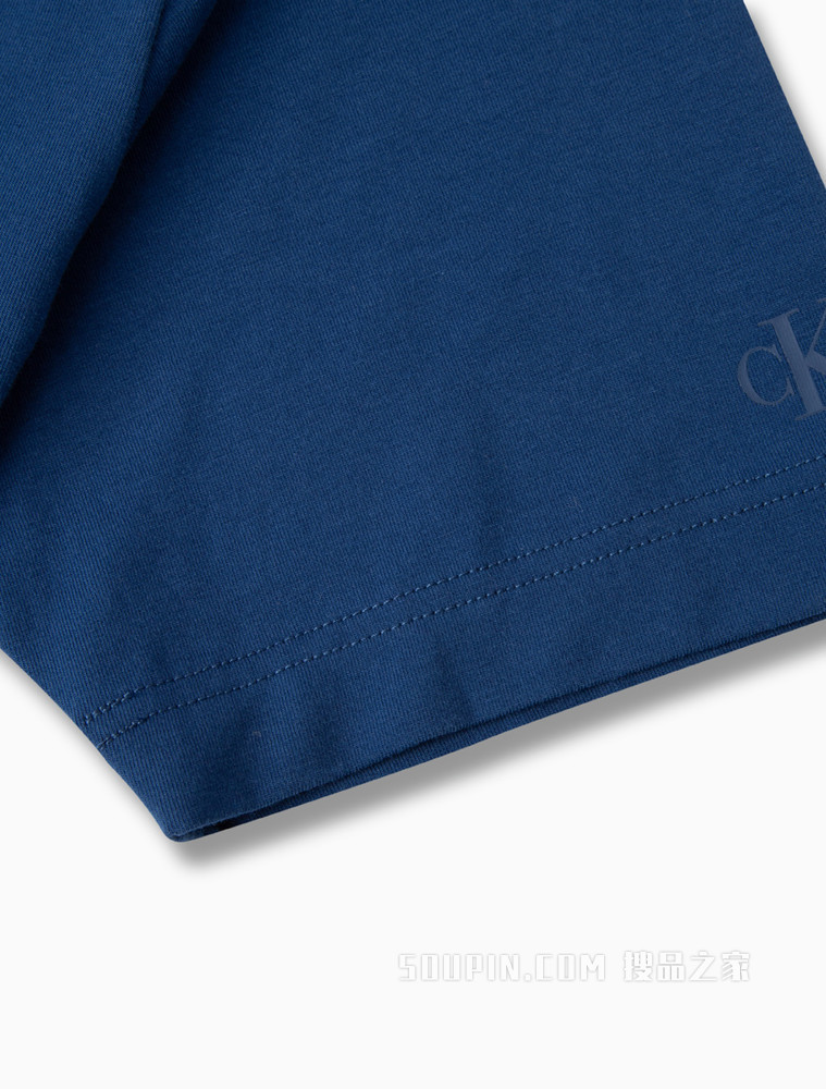 Calvin Klein 男士休闲圆领胶质LOGO舒适打底短袖T恤J319782