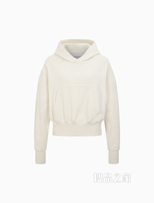 Calvin Klein 女士棉质连帽交叠LOGO短款卫衣J217738