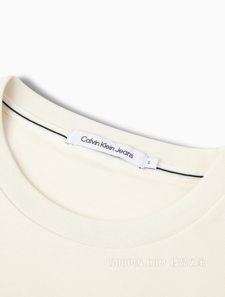 Calvin Klein 女士舒适纯棉交叠LOGO短款宽松短袖T恤J217955