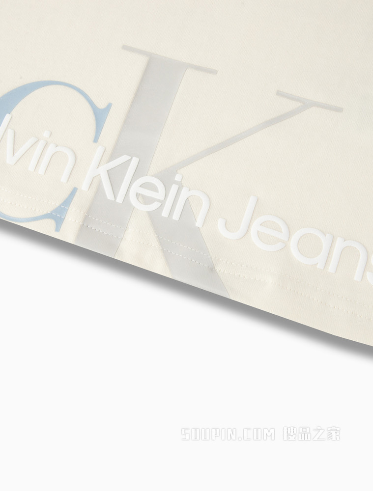 Calvin Klein 女士舒适纯棉交叠LOGO短款宽松短袖T恤J217955