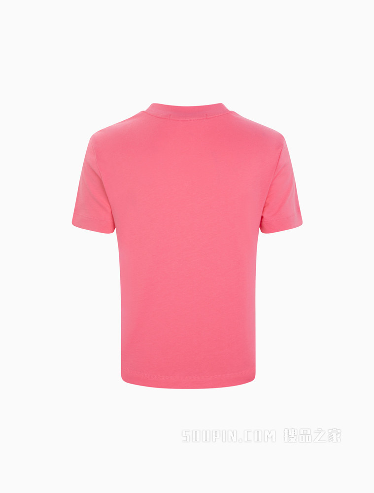 Calvin Klein 女士纯棉圆领亮钻胶质LOGO舒适短袖T恤J217796