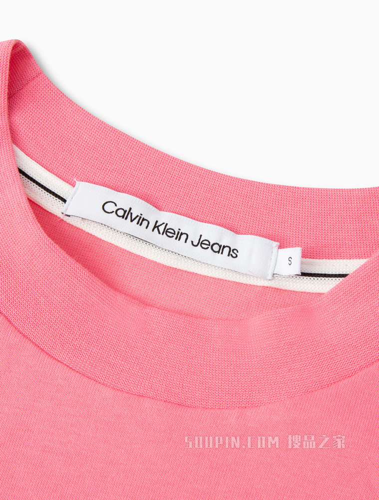 Calvin Klein 女士纯棉圆领亮钻胶质LOGO舒适短袖T恤J217796