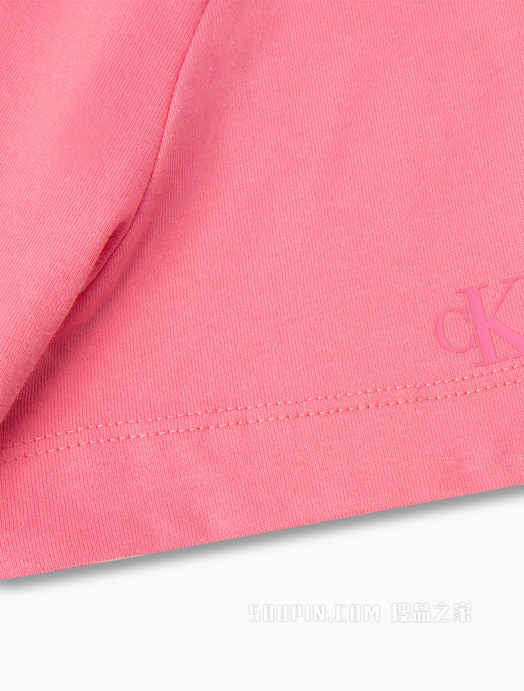 Calvin Klein 女士纯棉圆领亮钻胶质LOGO舒适短袖T恤J217796