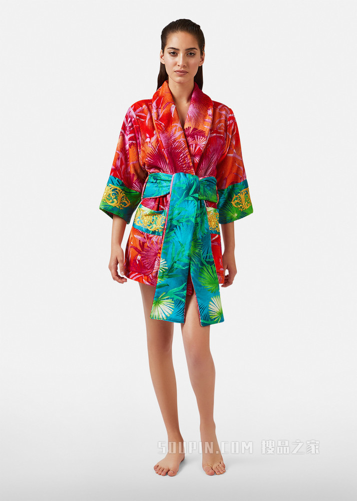 Jungle印花短款浴袍