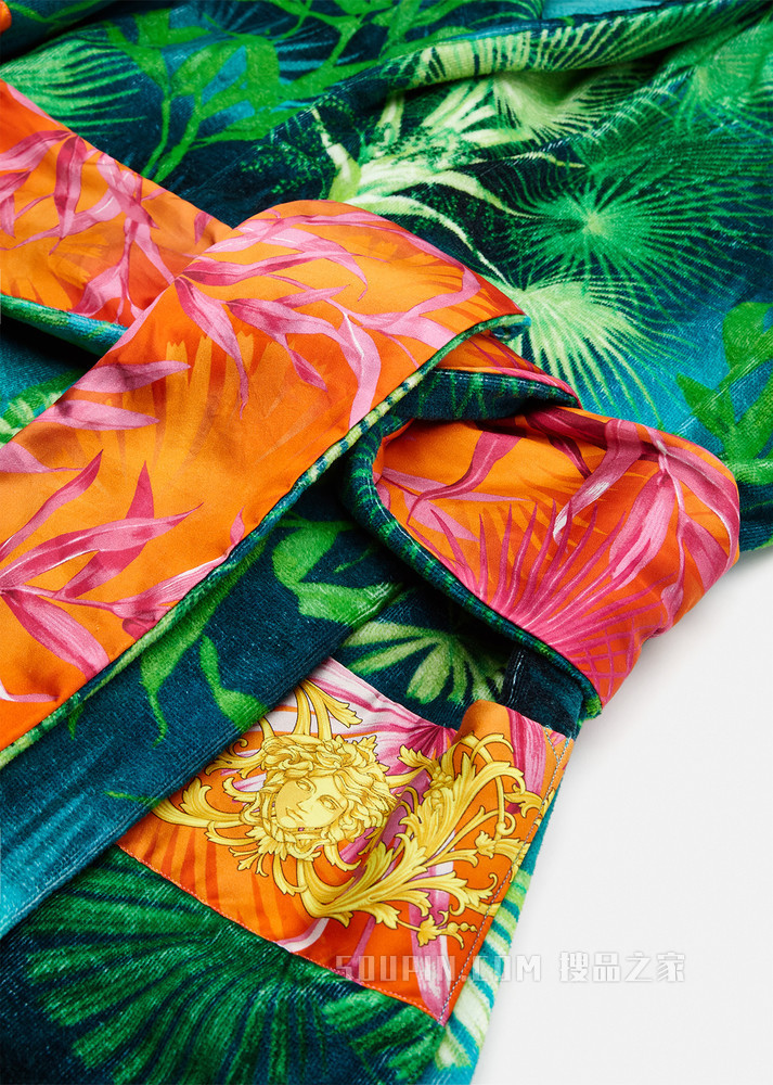 Jungle印花短款浴袍