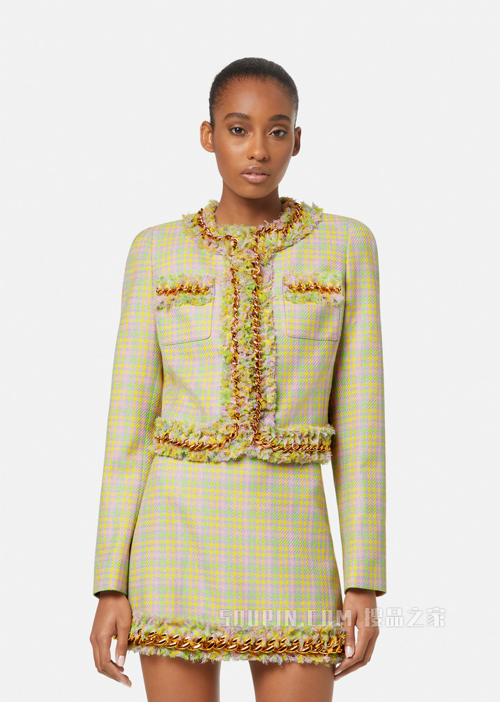 粗花呢链条夹克