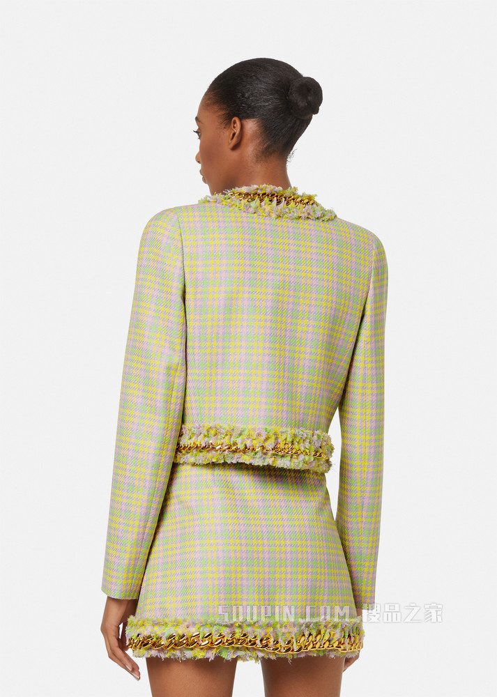 粗花呢链条夹克