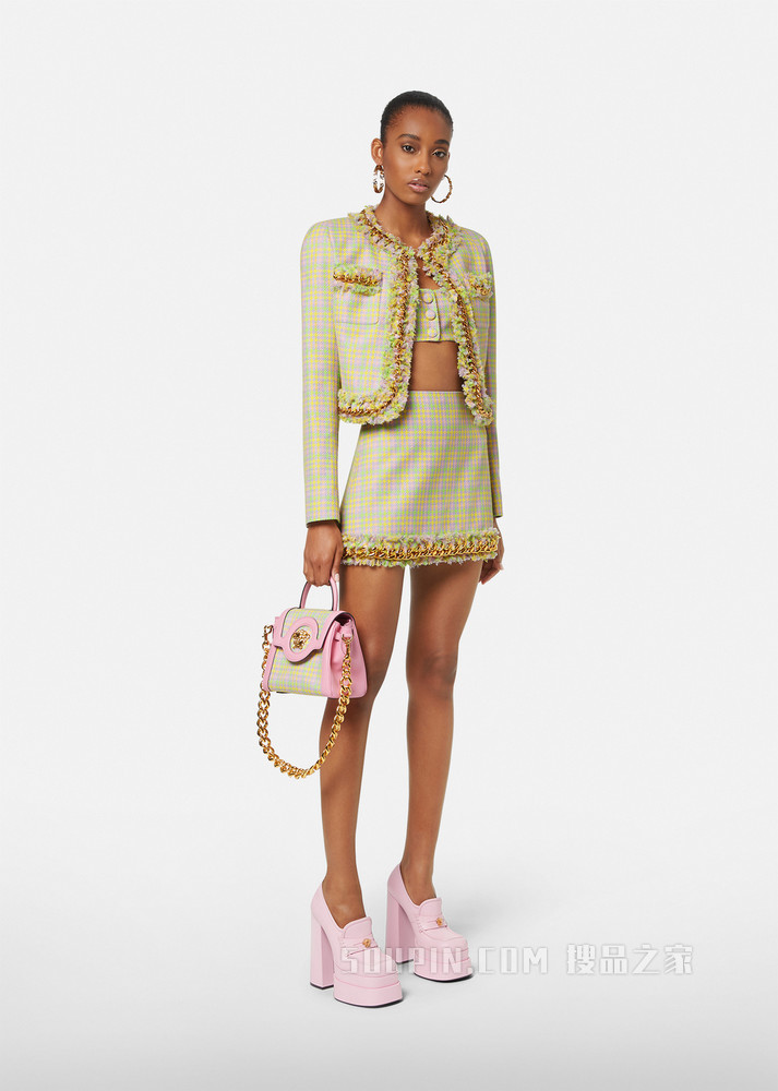 粗花呢链条夹克