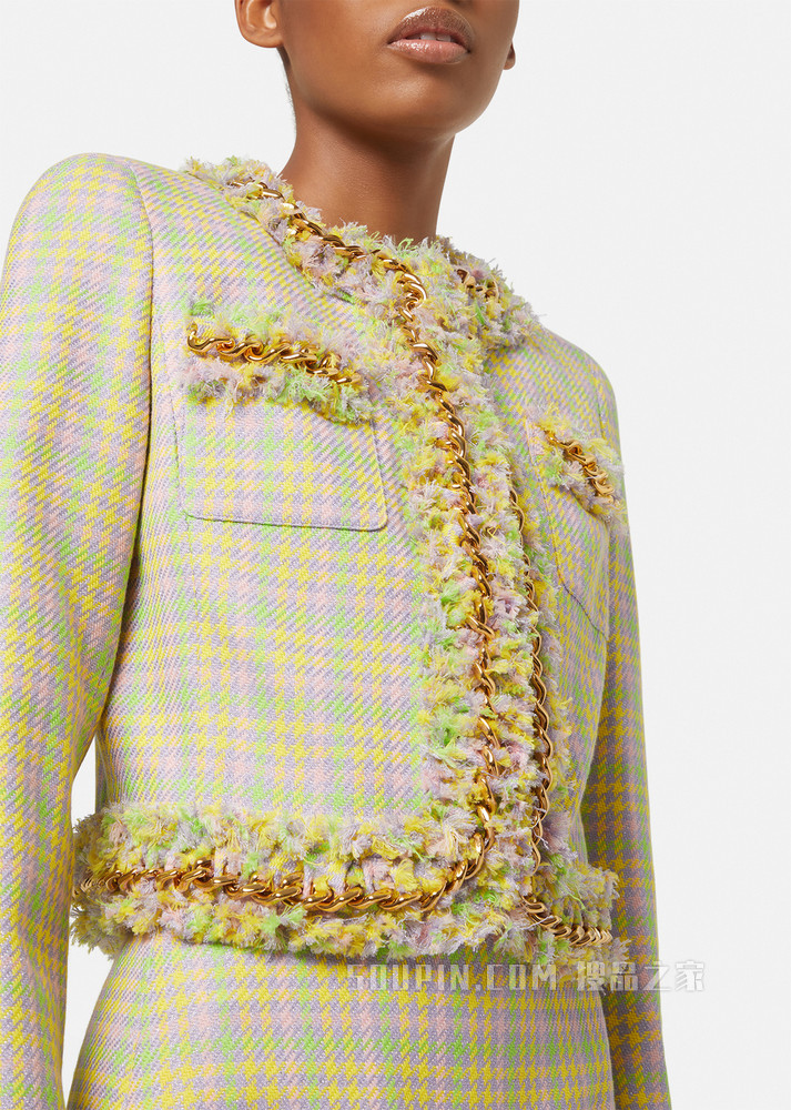 粗花呢链条夹克