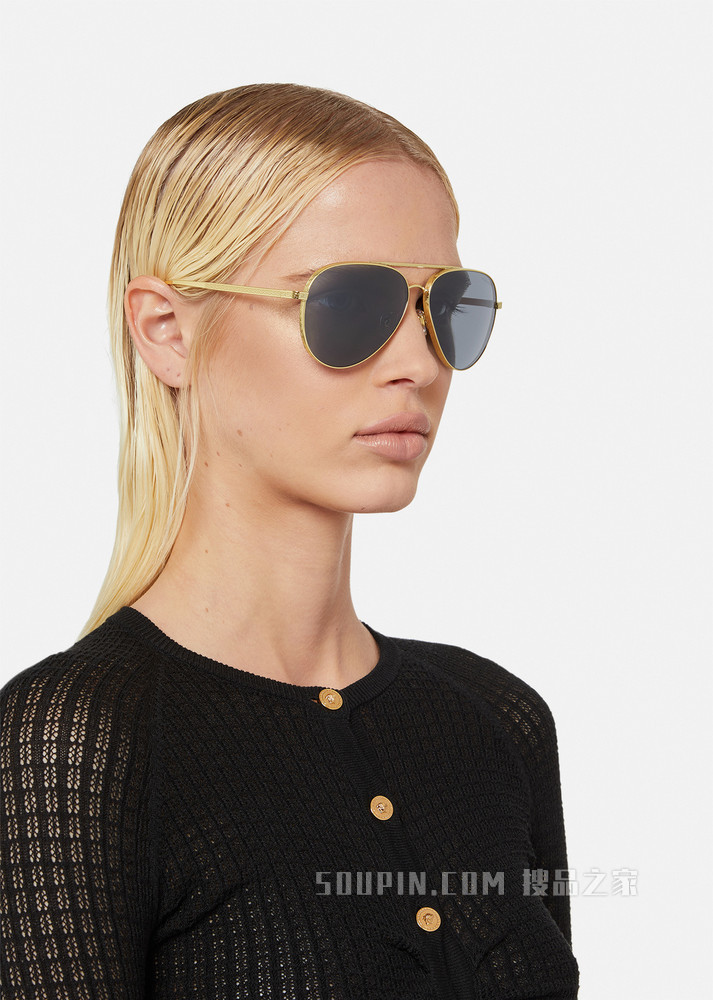 希腊回纹金色飞行员太阳镜