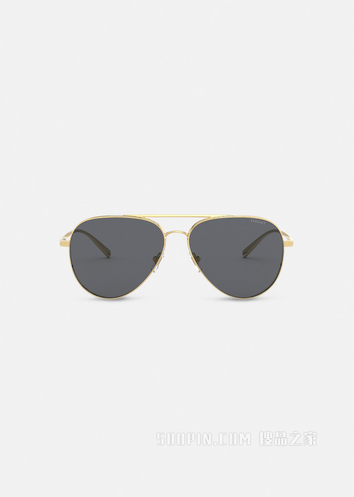 希腊回纹金色飞行员太阳镜