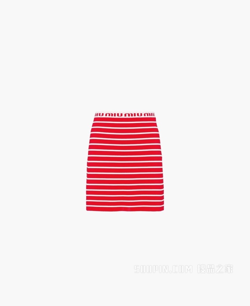 条纹粘胶纤维迷你半身裙