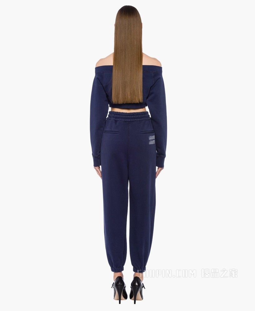成衣染色棉质抓绒慢跑裤