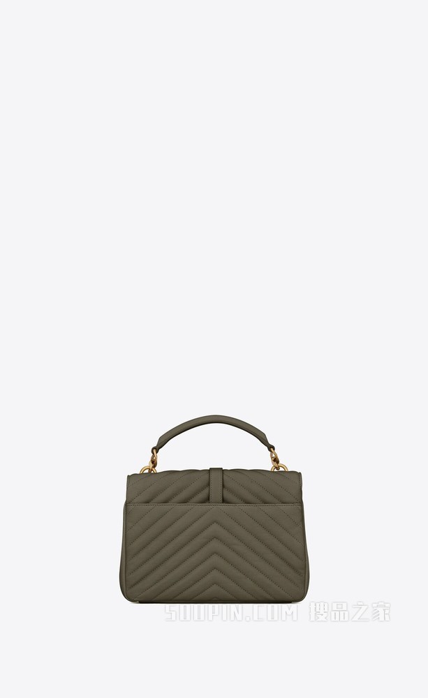 College中号绗缝皮革链条包