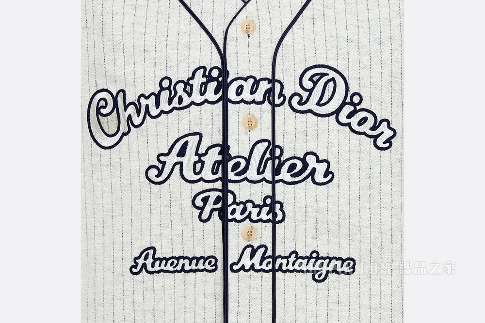棒球衫 T 恤 米白色羊毛和棉质混纺平纹针织面料“Christian Dior Atelier”标志