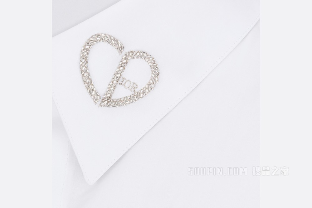 衬衫 白色棉府绸“CD Heart”刺绣