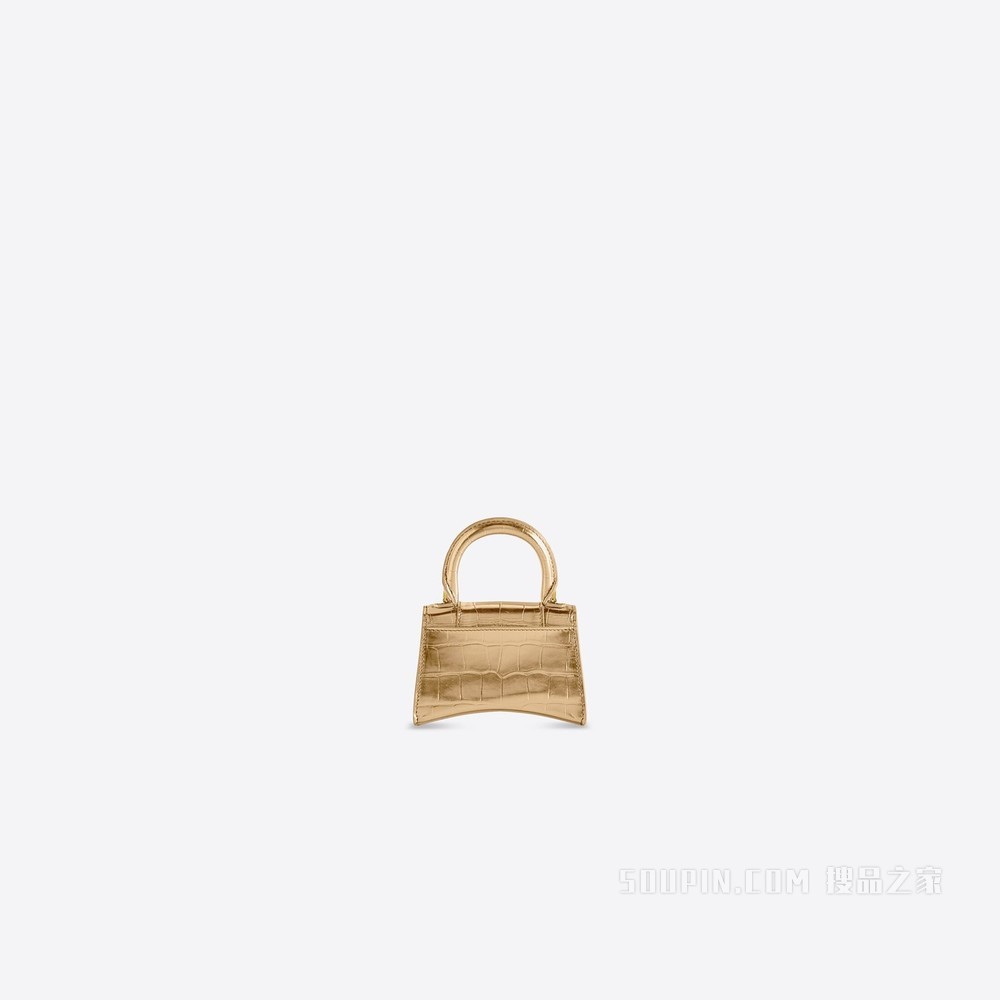 HOURGLASS金属光泽鳄鱼纹压花牛皮革迷你链带包