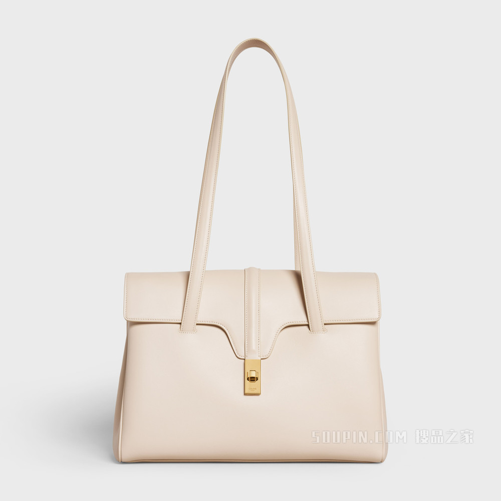 Soft 16中号光滑牛皮革手袋 象牙色-01IV